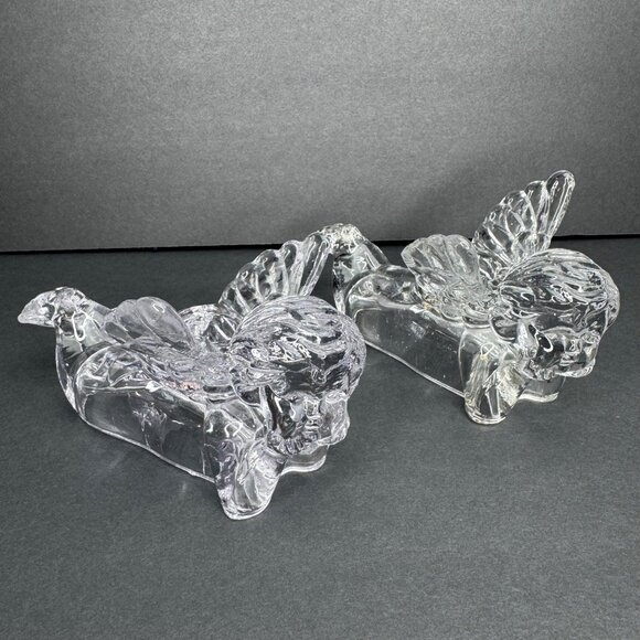 2 Crystal Glass Angel Cherub Candle Holder Figurines -Taper Candles -Centerpiece - Picture 1 of 9